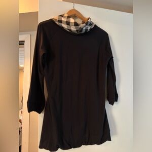 Burberry Black Sweater with Checkered Cowl Neck
